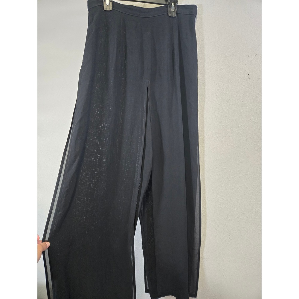 Cache Vintage Y2K Sheer Overlay Wide Leg Split Front Pants 28